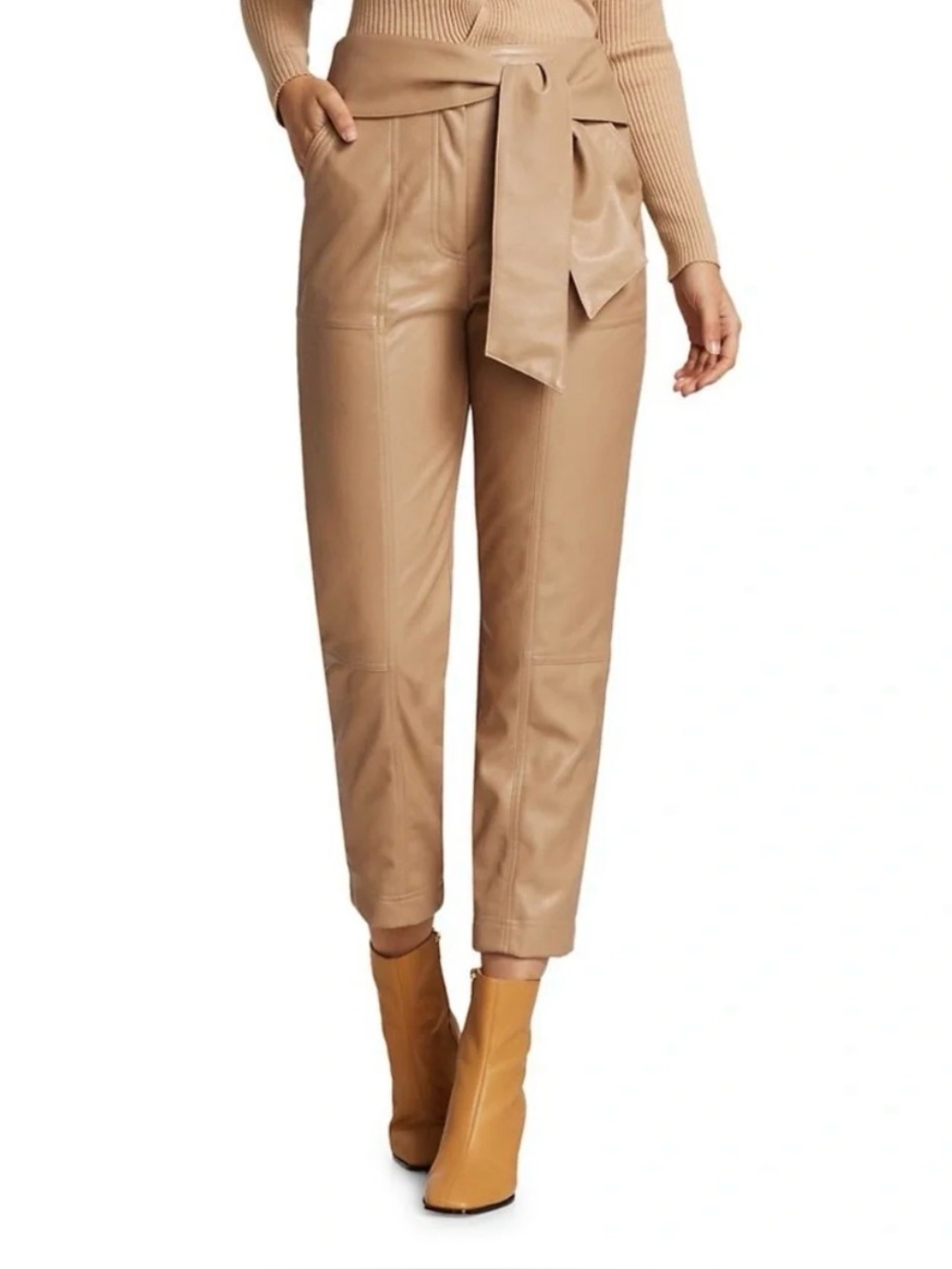 Jonathan Simkhai Women’s Tessa Faux Leather Camel Colored Pants Size 10